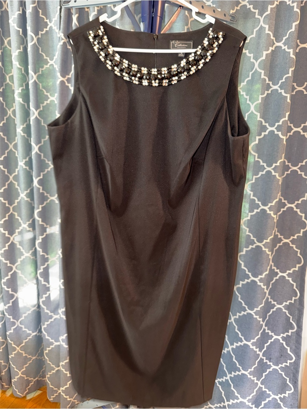 Embellished Neckline Black Sheath Dress - Dressbarn
